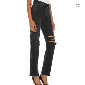 Agolde Lana midrise distressed straight leg denim